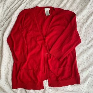 Red cardigan